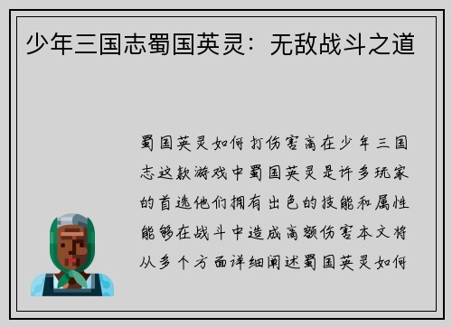 少年三国志蜀国英灵：无敌战斗之道